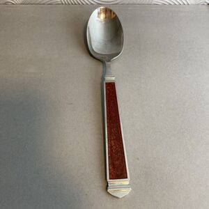 Yamazaki Krystallos Cinnabar Stainless Flatware Place Spoon Japan 7 1/2"‎ Brown